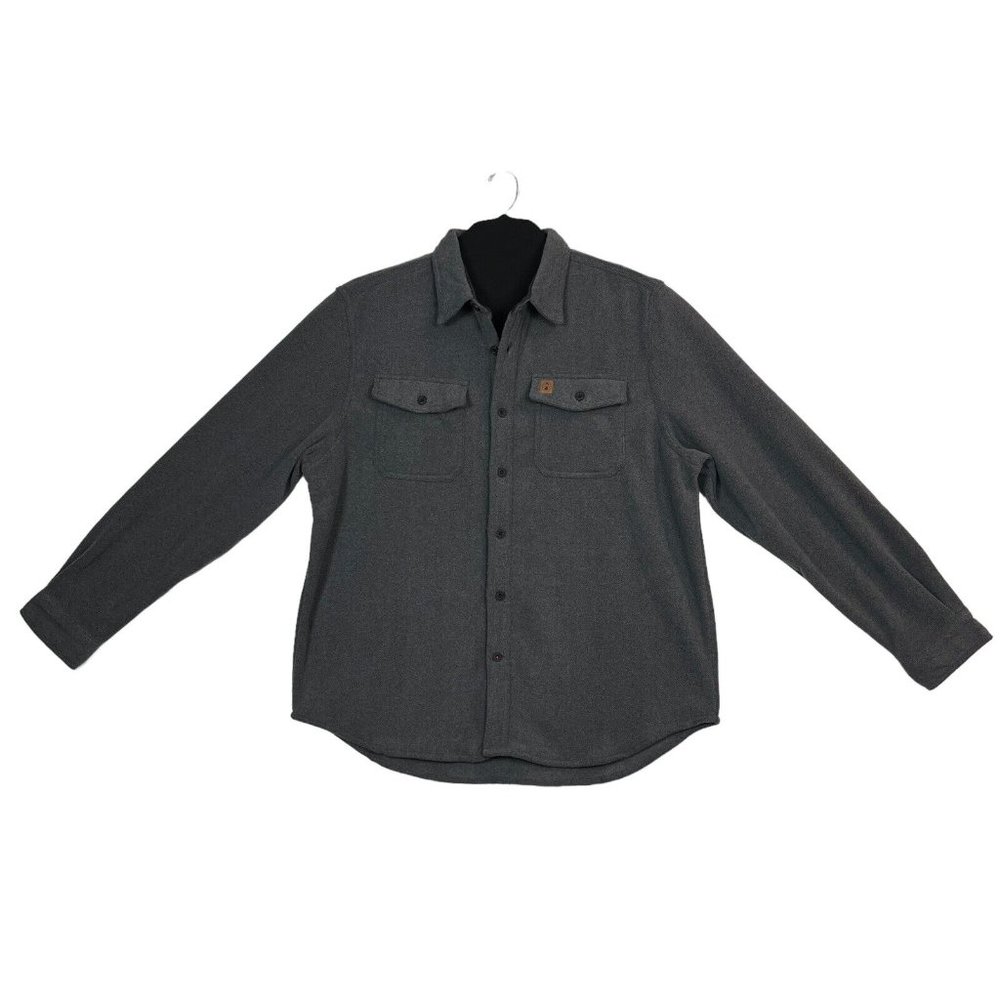 Coleman‎ Mens Polar Fleece Shirt Jacket Size XL Gray Button Front Chest Pockets